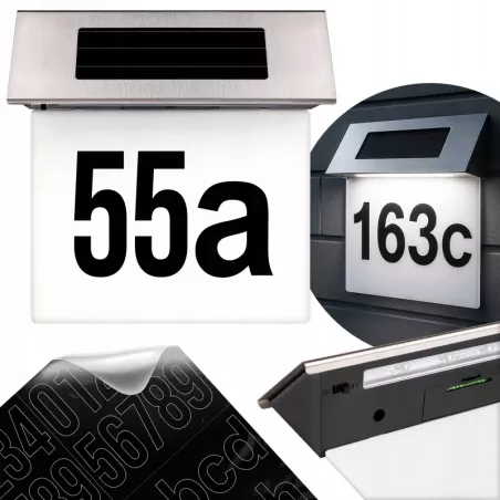 Lampa Solarna PODŚWIETLANY NUMER DOMU LED TABLICZKA Z NUMEREM CZUJNIK-5904703018858