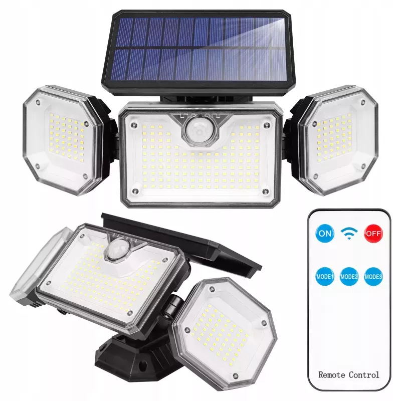 Lampa solarna uliczna NAŚWIETLACZ halogen LED czujnik ruchu OGRODOWA pilot-5904703020295