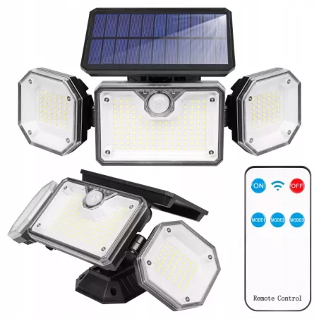 Lampa solarna uliczna NAŚWIETLACZ halogen LED czujnik ruchu OGRODOWA pilot-5904703020295