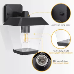 Kinkiet lampa ścienna w stylu vintage czarna oprawka E27 bez żarówki - 8433325207595