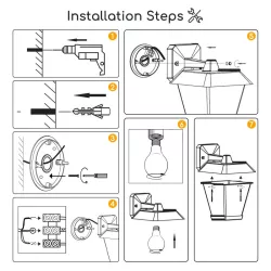 Kinkiet lampa ścienna w stylu vintage czarna oprawka E27 bez żarówki - 8433325207595