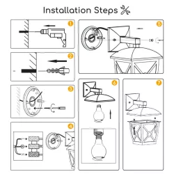 Kinkiet ścienny lampa w stylu vintage czarna oprawka E27 bez żarówki - 8433325207601