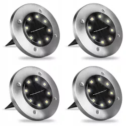 ZESTAW 4x LAMPA NAJAZDOWA 8LED SOLARNA OGRODOWA wbijana GRUNTOWA czujnik-5908263381001