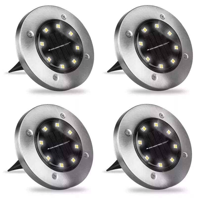 ZESTAW 4x LAMPA NAJAZDOWA 8LED SOLARNA OGRODOWA wbijana GRUNTOWA czujnik-5908263381001