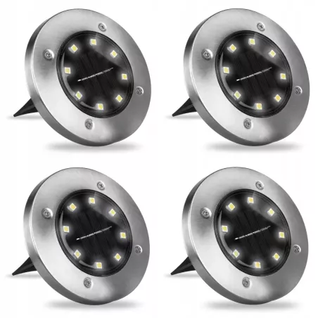 ZESTAW 4x LAMPA NAJAZDOWA 8LED SOLARNA OGRODOWA wbijana GRUNTOWA czujnik-5908263381001