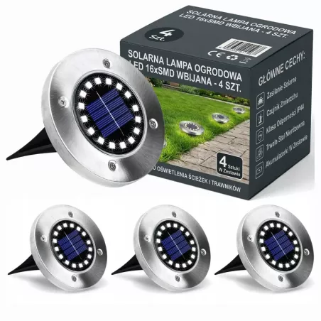 4x LAMPA solarna ogrodowa NAJAZDOWA 16LED wbijana GRUNTOWA-5908263383791