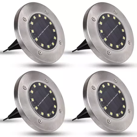 4x Lampa solarna ogrodowa zewnętrzna 12x LED wbijana GRUNTOWA-5908263383784
