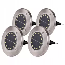 4x Lampa solarna ogrodowa zewnętrzna 12x LED wbijana GRUNTOWA-5908263383784