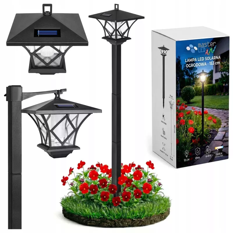 Lampa SOLARNA Ogrodowa LED 1,5m LATARNIA słupek stojący zewnętrzna-5908263387386