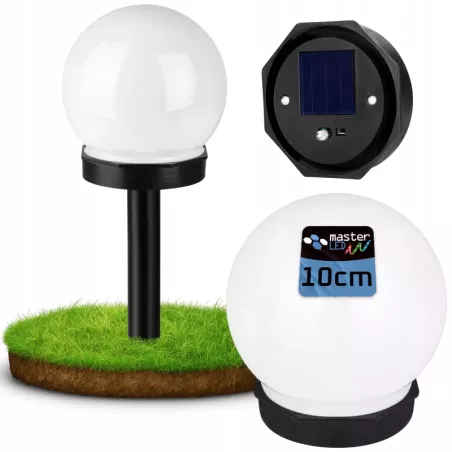 Lampa ogrodowa Kula solarna LED 10 cm wbijana naziemna biała mleczna-5903002033463