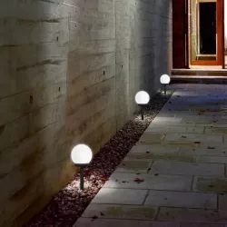 Lampa ogrodowa Kula solarna LED 10 cm wbijana naziemna biała mleczna-5903002033463