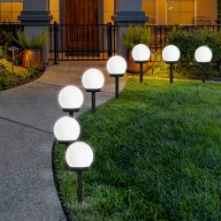 Lampa ogrodowa Kula solarna LED 10 cm wbijana naziemna biała mleczna-5903002033463