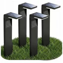 4x Lampa SOLARNA LED stojąca słupek Ogrodowa 41cm zewnętrzna CZARNA-5904703015567