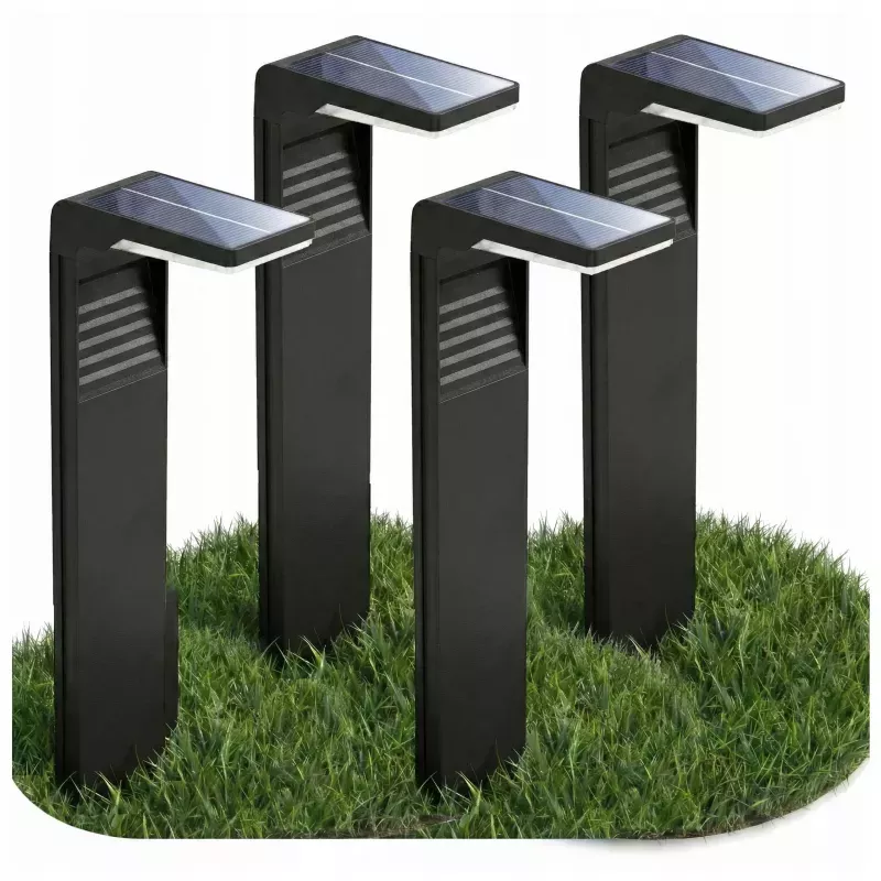 4x Lampa SOLARNA LED stojąca słupek Ogrodowa 41cm zewnętrzna CZARNA-5904703015567