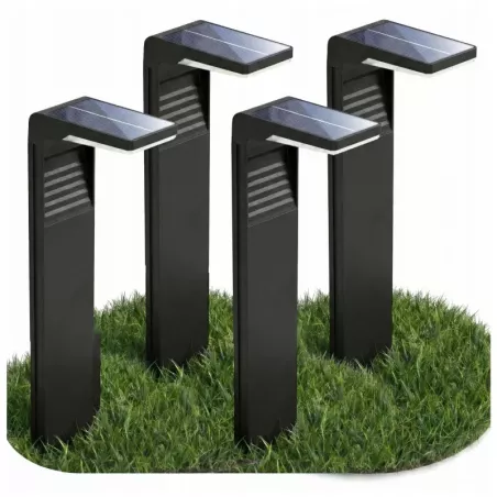 4x Lampa SOLARNA LED stojąca słupek Ogrodowa 41cm zewnętrzna CZARNA-5904703015567