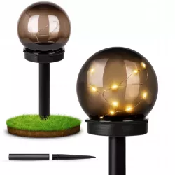 Lampa ogrodowa Kula solarna LED 10 cm wbijana naziemna czarna gwiazdki-5904703018919
