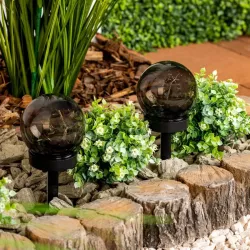 Lampa ogrodowa Kula solarna LED 10 cm wbijana naziemna czarna gwiazdki-5904703018919