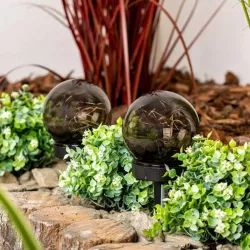 Lampa ogrodowa Kula solarna LED 10 cm wbijana naziemna czarna gwiazdki-5904703018919