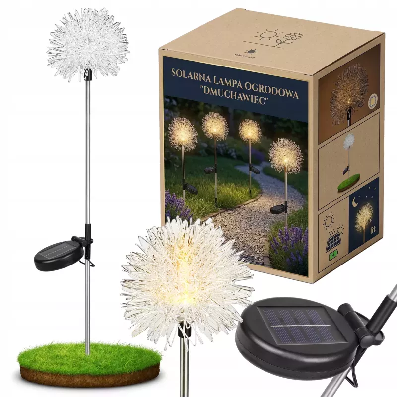 Lampki Solarne do Ogrodu Dmuchawiec LED Wbijane z Czujnikiem Wodoodporne-5904703018889
