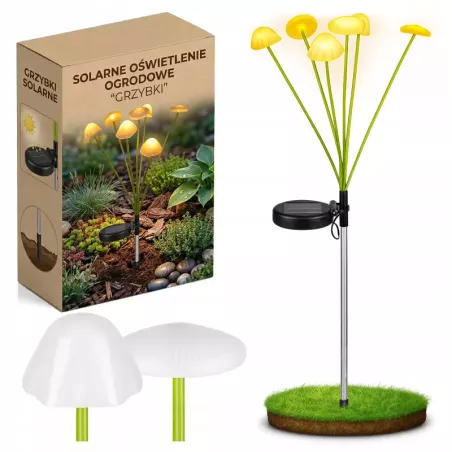 Lampki Solarne do Ogrodu Grzybki LED Wbijane z Czujnikiem Wodoodporne-5904703023937