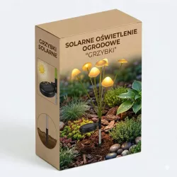 Lampki Solarne do Ogrodu Grzybki LED Wbijane z Czujnikiem Wodoodporne-5904703023937