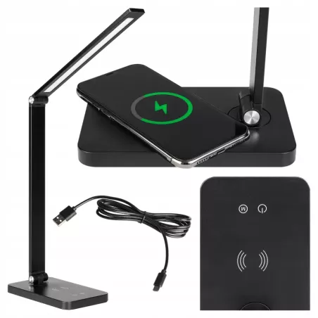 LAMPKA NA BIURKO BIURKOWA NOCNA LED z ładowarką DOTYKOWA ściemnialna-5908263383845