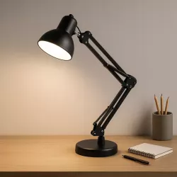 Lampka LED Biurkowa Kreślarska Szkolna Regulowana Czarna Stojąca E27 Klips-5908263384309