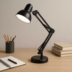 Lampka LED Biurkowa Kreślarska Szkolna Regulowana Czarna Stojąca E27 Klips-5908263384309