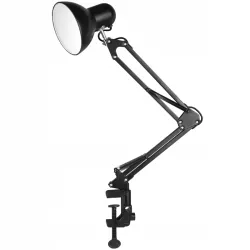 Lampka LED Biurkowa Kreślarska Szkolna Regulowana Czarna Stojąca E27 Klips-5908263384309