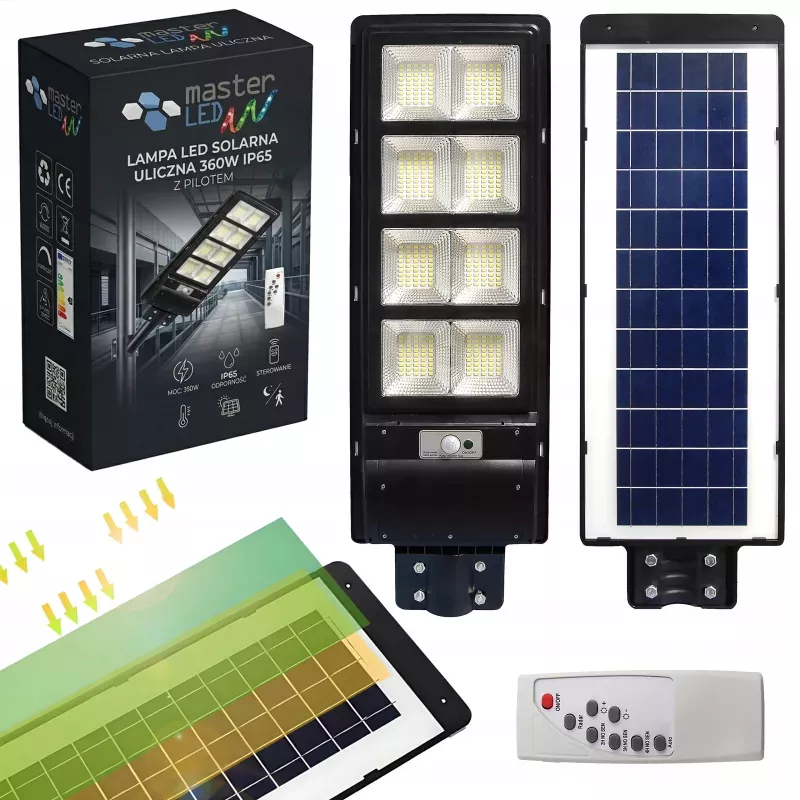 LAMPA SOLARNA ULICZNA 360W LED Z CZUJNIKIEM RUCHU I ZMIERZCHU PILOT-5908263383999
