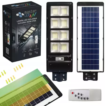 LAMPA SOLARNA ULICZNA 360W LED Z CZUJNIKIEM RUCHU I ZMIERZCHU PILOT-5908263383999