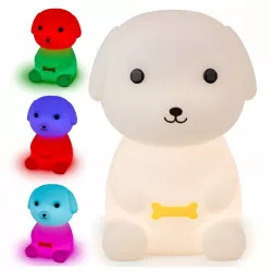 LAMPKA NOCNA DLA DZIECI PIESEK MIĘKKA KOLOROWA RGB LED USB SILIKONOWA-5904703014751