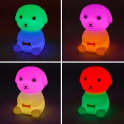 LAMPKA NOCNA DLA DZIECI PIESEK MIĘKKA KOLOROWA RGB LED USB SILIKONOWA-5904703014751
