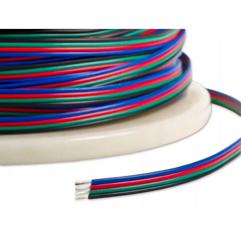 PRZEWÓD 4 Żyłowy PIN DO TAŚM LED RGB 1m kolorowy-5903002033883