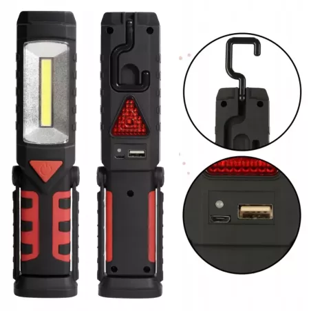 LATARKA LED Lampa warsztatowa HAK MAGNES POWERBANK USB ŚWIATŁO OSTRZEGAWCZE-5904703009450