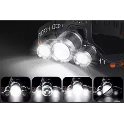 LATARKA CZOŁOWA CZOŁÓWKA LAMPKA LED NA GŁOWĘ 3x LED ZOOM PRO REGULOWANA-5904703009375