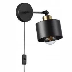 Kinkiet ścienny lampa wewnętrzna LED włącznik czarna ruchomy E27-5903002038499