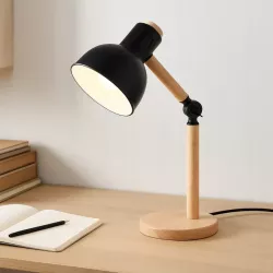 LAMPKA na BIURKO biurkowa nocna szkolna LED E27 DREWNIANA kreślarska-5904703017387