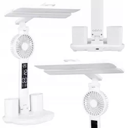 LAMPKA NA BIURKO BIURKOWA NOCNA LED z wiatrakiem zegarem szkolna regulacja-5904703016755