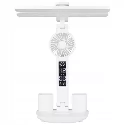 LAMPKA NA BIURKO BIURKOWA NOCNA LED z wiatrakiem zegarem szkolna regulacja-5904703016755