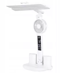 LAMPKA NA BIURKO BIURKOWA NOCNA LED z wiatrakiem zegarem szkolna regulacja-5904703016755