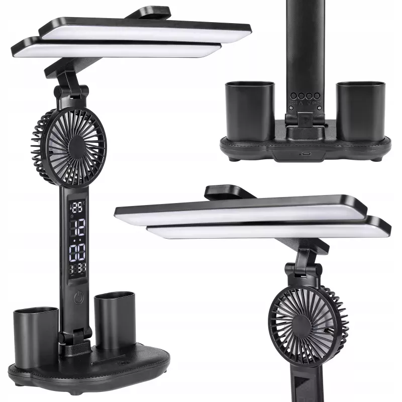 LAMPKA NA BIURKO BIURKOWA NOCNA LED z wiatrakiem zegarem szkolna regulacja-5904703016762