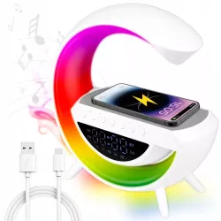 Lampa biurkowa G LED RGB 5W QI Głośnik ŁADOWARKA ZEGAR RADIO 8977-5904703017615