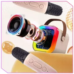 ZESTAW KARAOKE 2 MIKROFONY + GŁOŚNIK BEZPRZEWODOWY BLUETOOTH SUPER DŹWIĘK-5904703017639