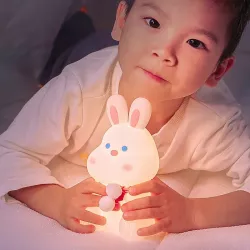 LAMPKA NOCNA DLA DZIECI KRÓLIK MIĘKKA KOLOROWA RGBWW LED USB SILIKONOWA-5904703017707