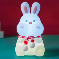 LAMPKA NOCNA DLA DZIECI KRÓLIK MIĘKKA KOLOROWA RGBWW LED USB SILIKONOWA-5904703017707