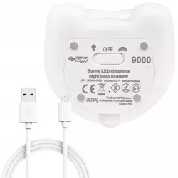 LAMPKA NOCNA DLA DZIECI KRÓLIK MIĘKKA KOLOROWA RGBWW LED USB SILIKONOWA-5904703017707
