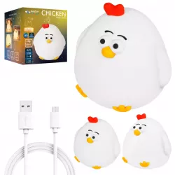 LAMPKA NOCNA DLA DZIECI KURCZAK MIĘKKA KOLOROWA 3000K LED USB SILIKONOWA-5904703017714