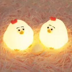 LAMPKA NOCNA DLA DZIECI KURCZAK MIĘKKA KOLOROWA 3000K LED USB SILIKONOWA-5904703017714