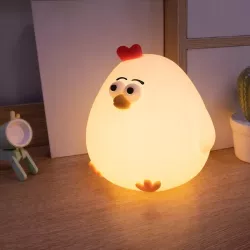 LAMPKA NOCNA DLA DZIECI KURCZAK MIĘKKA KOLOROWA 3000K LED USB SILIKONOWA-5904703017714